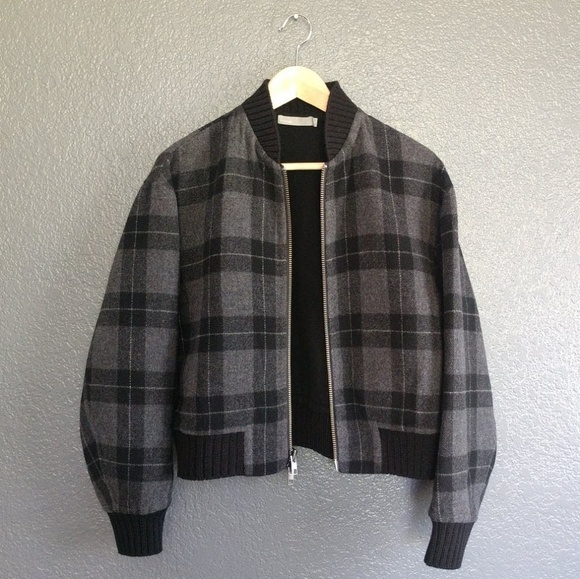 vince plaid bomber jacket